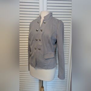 WHITE HOUSE BLACK MARKET WHBM GRAY MILITARY BUTTON JACKET SIZE 10